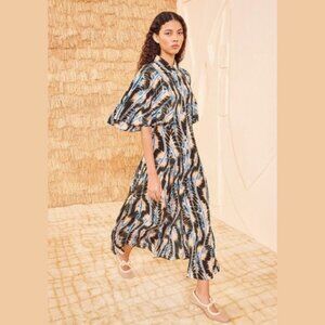 Ulla Johnson Silhouette Silk Crepe de Chine Dress in River, Size: